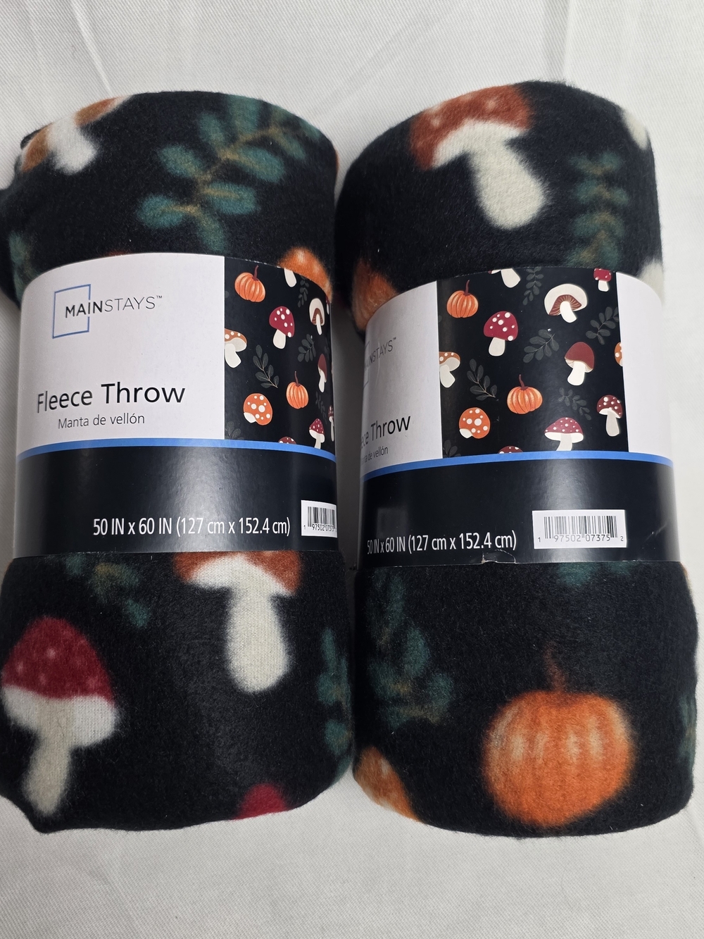 Mainstays Fleece Throw with Pumpkin & Mushroom Print - 2 Blankets
